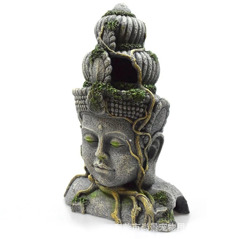 

Aquarium Stone Buddha Ornament Retro Figurines Resin Fish Tank Reptile Hideout Cave Landscape Decoration Accessories