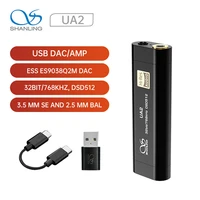 shanling ua2 es9038q2m portable usb dacamp 32bit768khz dsd512 3 5 mm se and 2 5 mm bal dedicated decoder headphone amplifier
