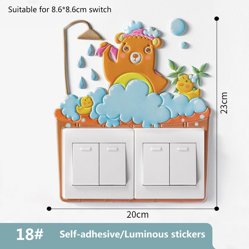 

Animal Unicorn Flamingo Cover Cartoon Room Decor 3D Wall Silicone on-off Switch Luminous Light Switch Outlet Wall Sticker