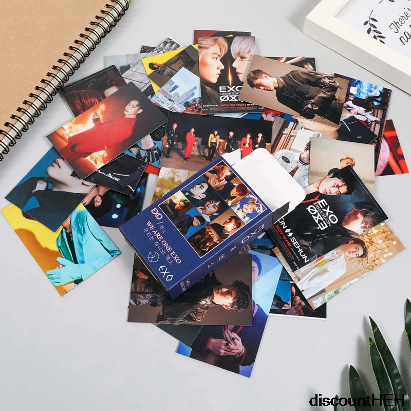 

54 шт./набор, альбом KPOP EXO, самодельная бумага Lomo Card, фотокарточка, постер, фотокарточка, поклонники, подарок, коллекция, набор канцелярских при...