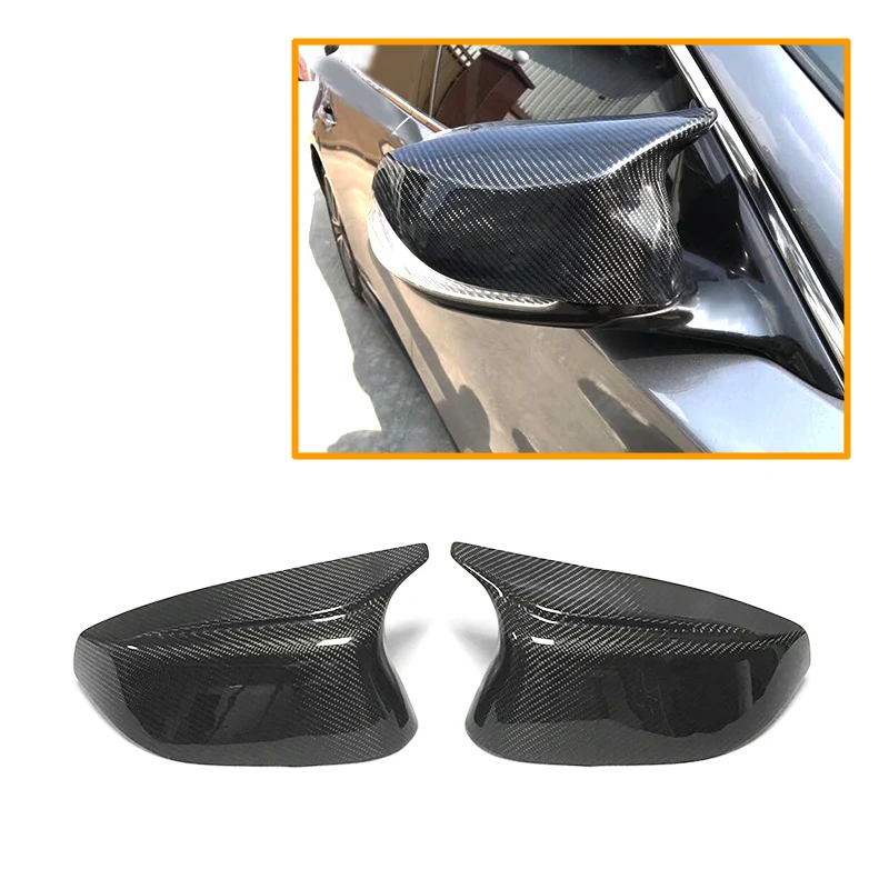

M Style Side Mirror Covers For Infiniti Q50 Q50L Q60 Q70 QX30 Glossy Black Carbon Fiber