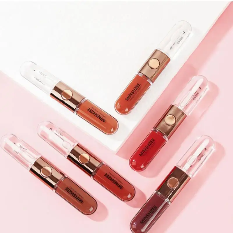 

1 шт. двухсторонний блеск для губ матовый + увлажняющий Блестящий водостойкий стойкий не выцветающий сексуальный косметический блеск для гу...