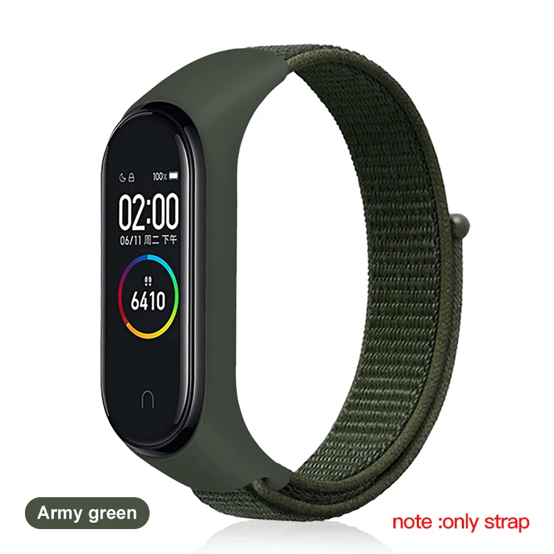 IONCT нейлоновый браслет для mi Группа 4 спортивного стиля с correa pulsera ремень для Xiaomi mi band 3 ремешок mi Группа 4 Global Smart аксессуары - Цвет: Зеленый