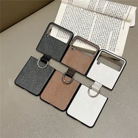 fuxury leather for samsung galaxy z flip 3 cover fashion free hand plated loop holder full fabric protection for z flip 3 5g