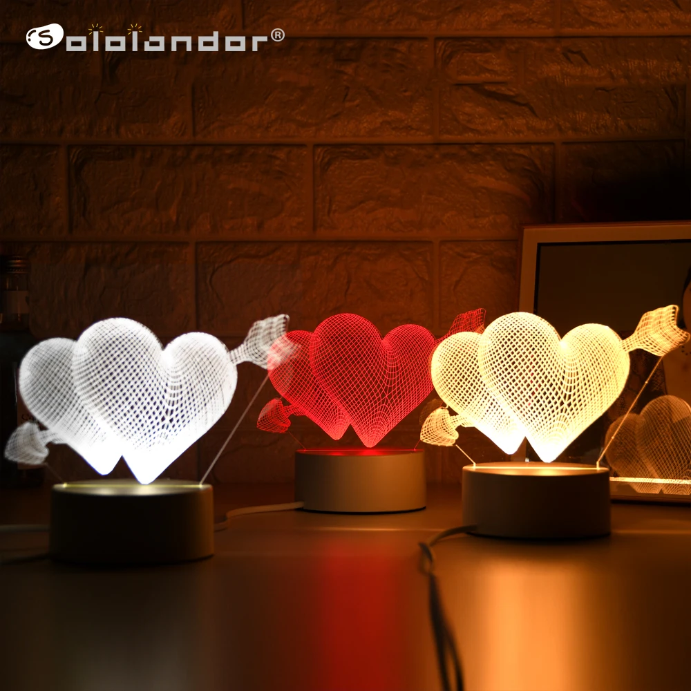 

One Arrow Through the Heart Lamp Creative 3 Colors Night Lights Novelty Illusion Night Lamp Illusion Table Lamp For Home Light