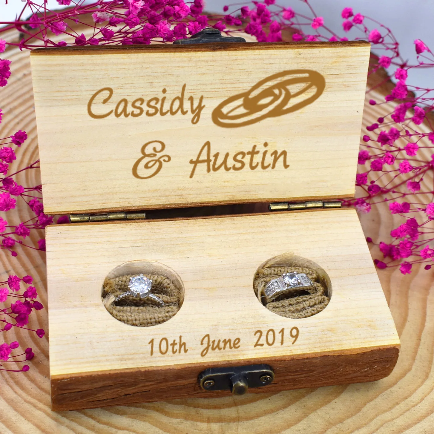 Деревянная коробка для колец свадебные принадлежности держатели свадебных