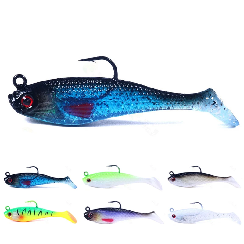 

Мягкие приманки Wokotip, 8 см, 10 г, приманка для рыбной ловли, шэд, двухцветная силиконовая приманка, T-образный хвост, воблеры, воблеры, Мягкая при...