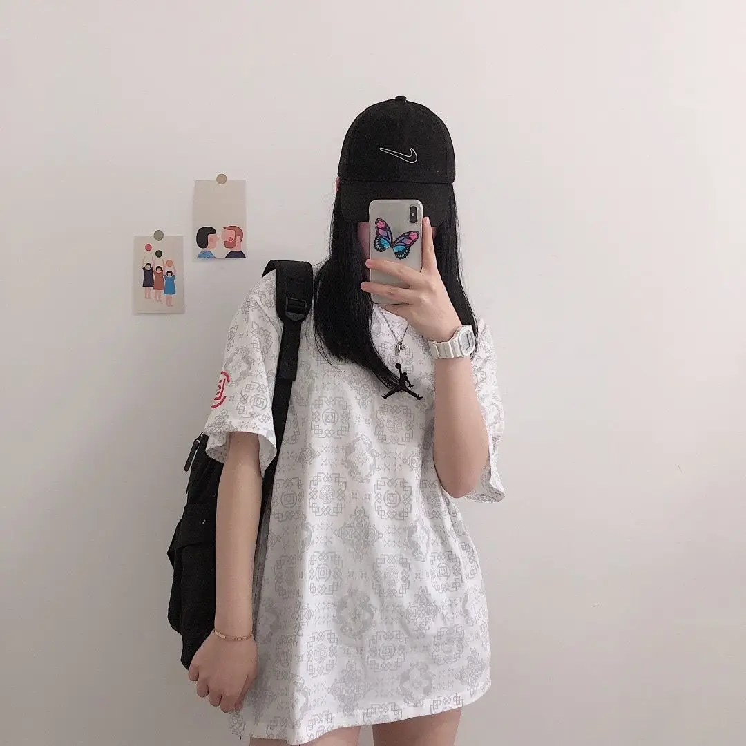 

Printed T-shirt net red same pair loose short sleeve men's and women's same summer new T-shirt