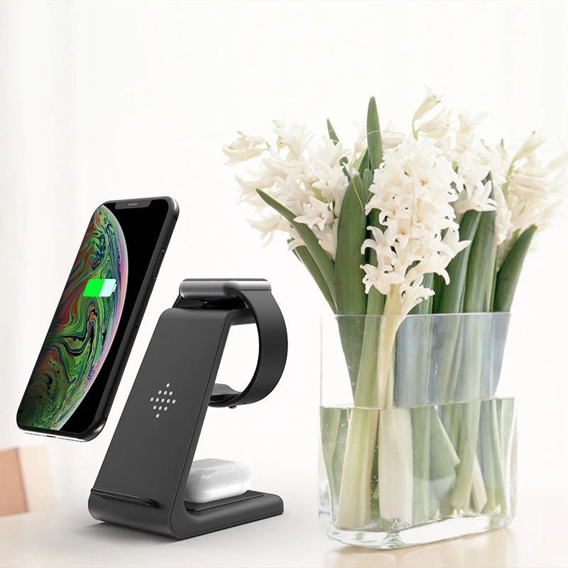 Новинка 3 в 1 QI 10 Вт Type-C Беспроводное зарядное устройство для iphone Apple Watch Airpods Qi S10
