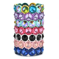 zmzy handmade multicolor big crystal elastic bracelet enamel stretch glass bangle tile bead bracelet for women dark vintage