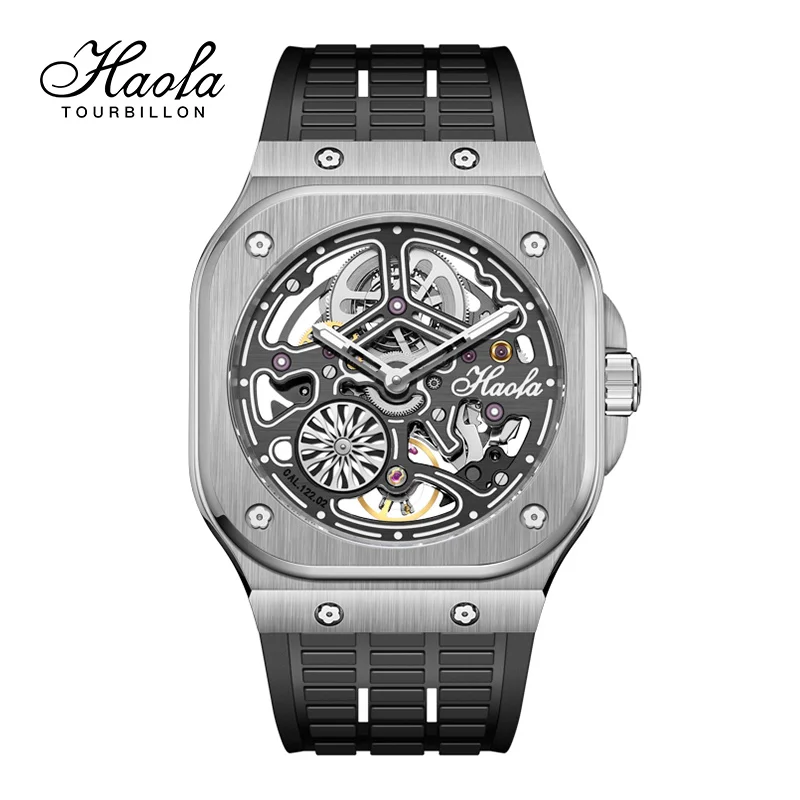 Haofa Luminous Automatic Mechanical Watches Mens 2021 Sapphire Flying Self-winding Automatic Skeleton Movement Watch For Men