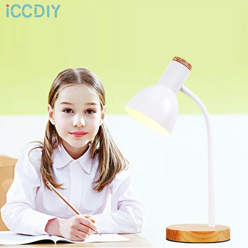 

Creative Wooden Art Iron LED Folding Nordic Desk Lamp Eye Protection Reading Table Lamp Living Room Bedroom Home Decor
