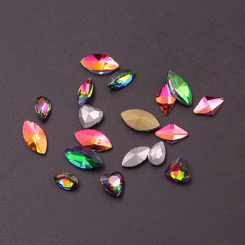10 шт. кристаллы AB каплевидные для ногтей камни в форме капли плоские стразы стекла 3D дизайн художественные