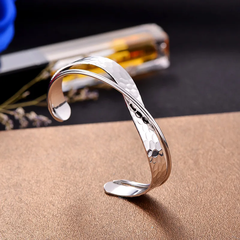 Корейский модный открытый металлический браслет медный розовое золото Женские