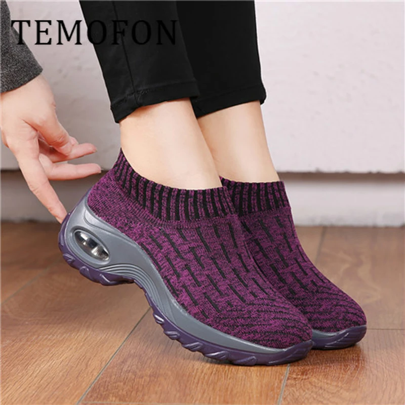 Женские сетчатые кроссовки TEMOFON дышащие на вулканизированной платформе