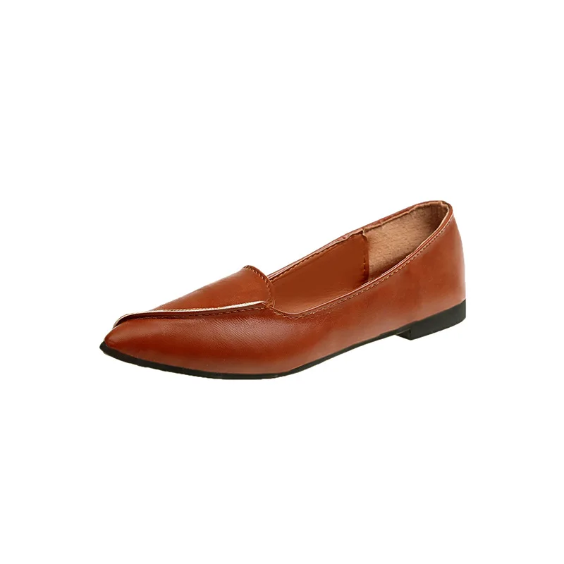 

Spring Autumn Women Shoes Pointed Toe Leather Shoes Casual Woman Loafers Flats Lady Single Shoes Zapatos Mujer Free-shipping