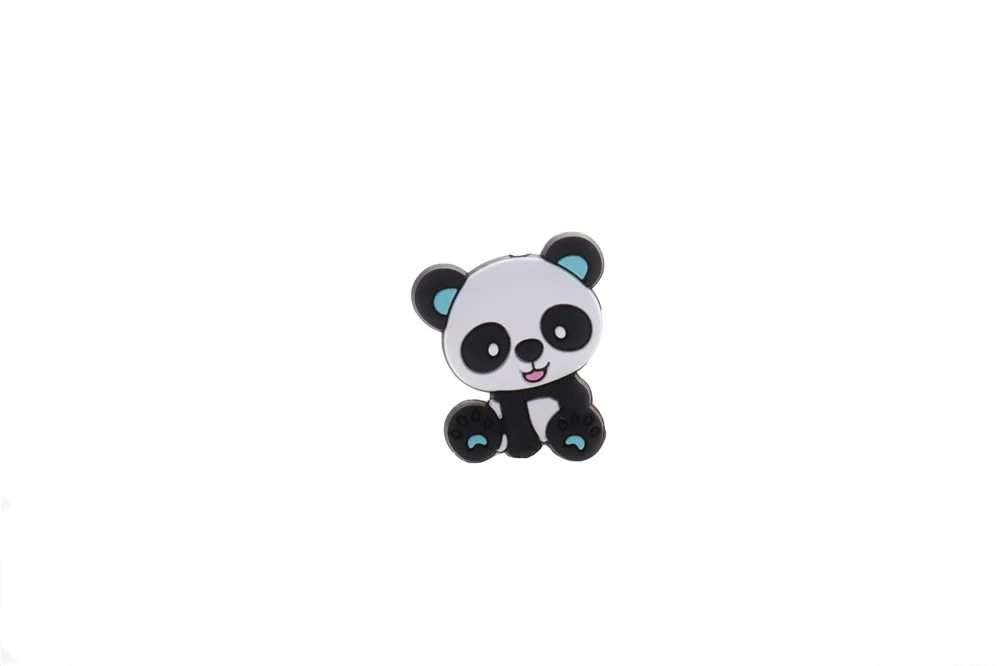 5 uds., Mordedor de silicona para beb&eacute; con cuentas de Panda, collar de dentici&oacute;n infantil sin BPA, accesorios de cadena para chupete, juguete DIY de grado alimenticio para roedores-2