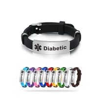 type1 diabetes silicone bracelet medical alert id bangle for men woman child adjustable length wrist sos jewelry