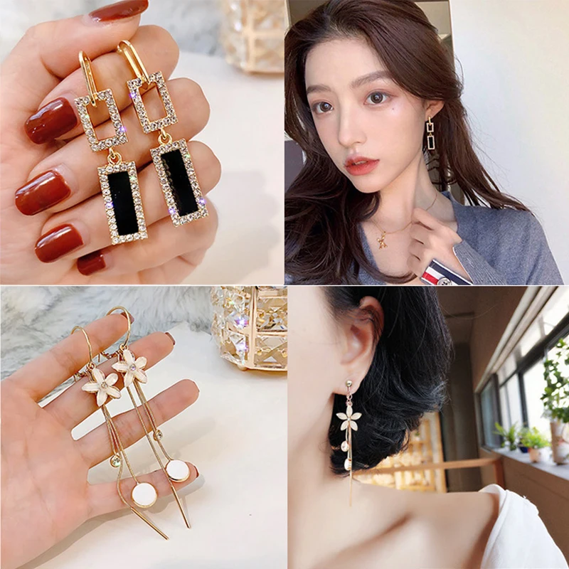 

New Arrivals Korean Tassel Dangle Earrings For Women Bohemian Golden Round Zircon Wedding Earring Party Fashion Jewelry Gifts