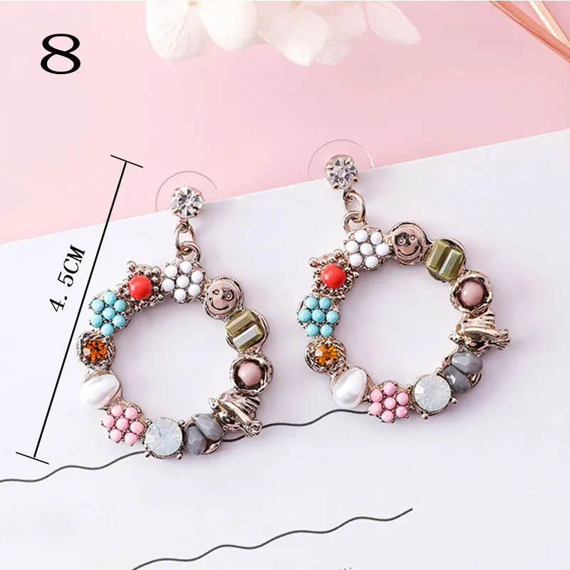 Женские серьги подвески в форме сердца с кристаллами и жемчугом|Серьги-подвески|