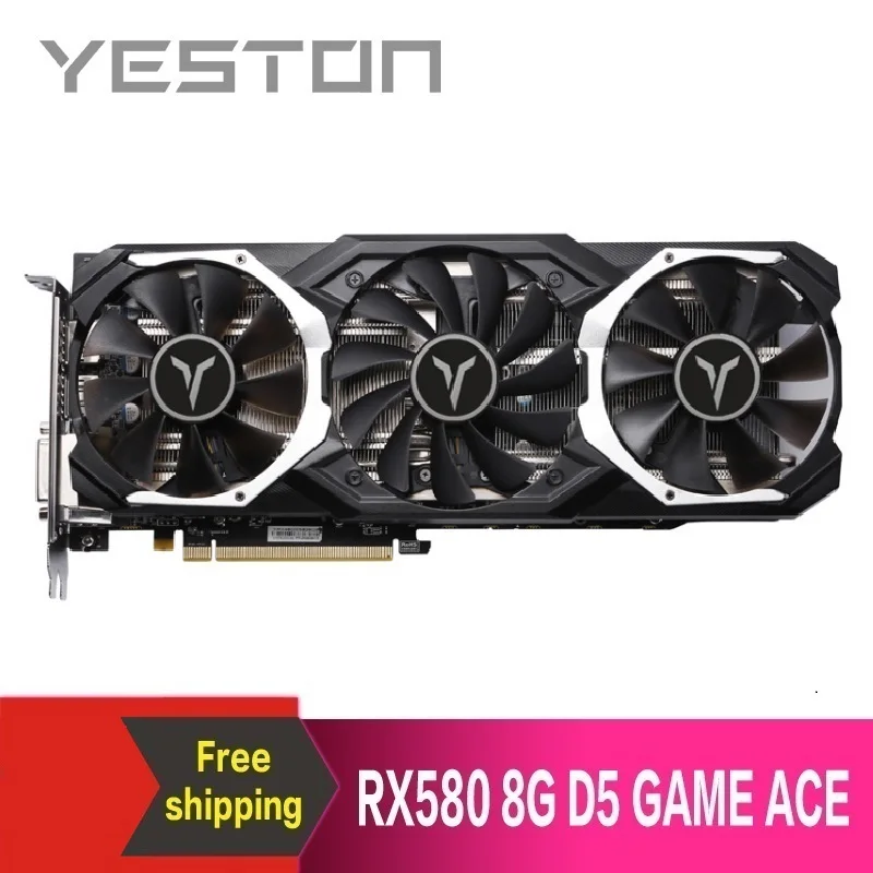 Yeston Radeon RX580 8 ГБ GDDR5 PCI Express x16 3,0 видеоигровая видеокарта внешняя видеокарта для рабочего стола