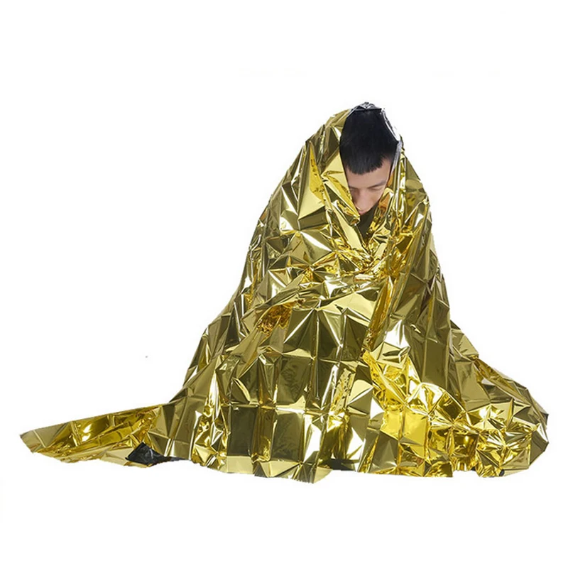 

2pc Water Proof Gold Emergency Survival Camping Sport First Aid Sliver Rescue Rescue Blanket Foil Thermal Space Curtain Outdoor