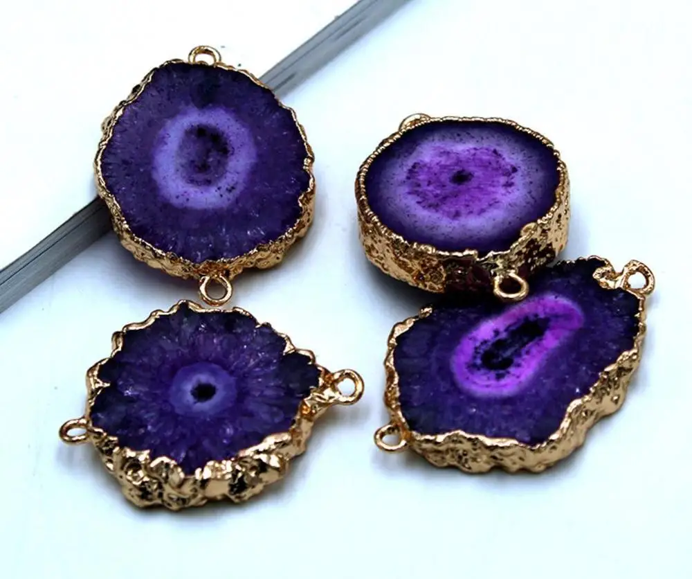 Натуральный Камень Золото Хризантема белый Агаты кварц кристалл кулон для diy