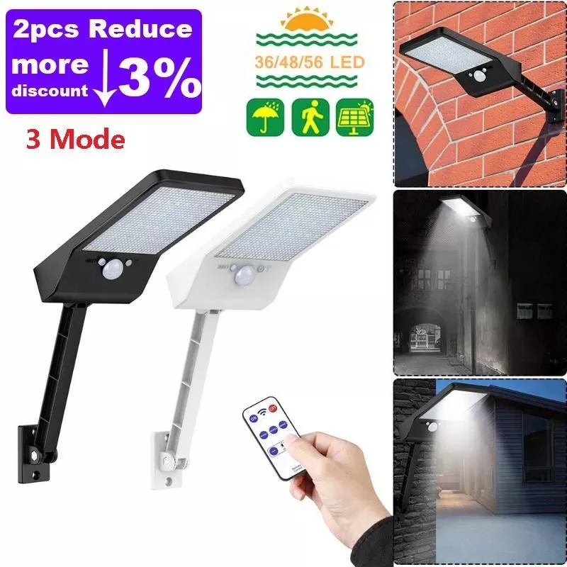 

56LEDs Solar Light PIR Motion Sensor 1000LM Remote Control IP65 Outdoor Solar Wall Street Light Waterproof Lamp Garden Yard Wall