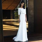 Женское свадебное платье It's yiiya, белое длинное платье до пола с вырезом лодочкой, полурукавами, бусинами и поясом на лето 2020