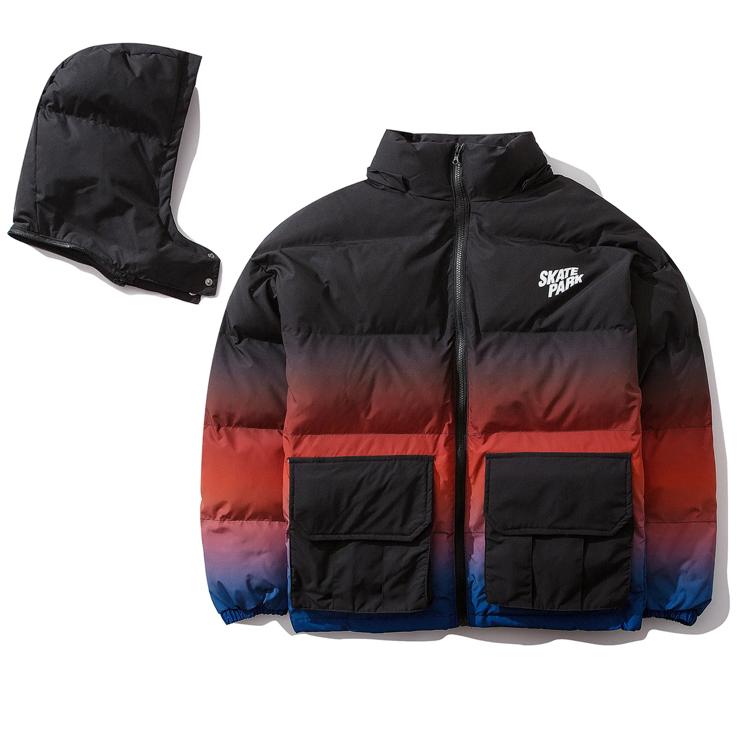 Aelfric Eden хип хоп градиентные съемные мужские парки с капюшоном Повседневная