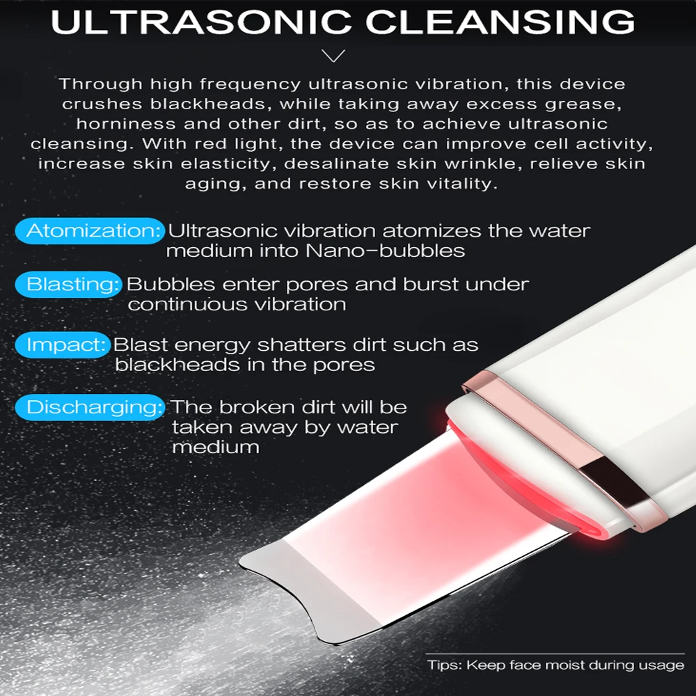 Ультразвуковая микродермабразия литий ионный уход за кожей лица лопатка для