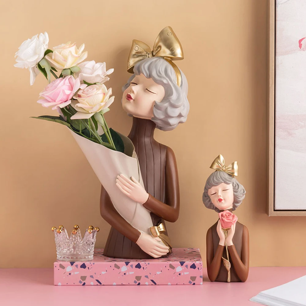 Симпатичная современная статуя девушки из смолы домашний декор предметы