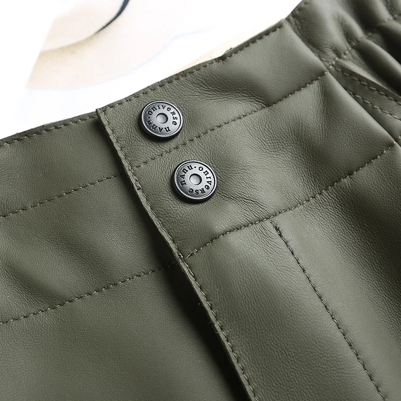 Женские шорты из натуральной кожи женские 100% овчины офисные с высокой талией |