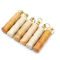 1pc natural stone perfume bottle pendant women essential oil diffuser bamboo shaped pendant for diy jewerly necklace party gift
