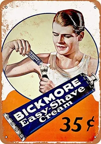 

1930 Bickmore Easy Shave Cream Metal Tin Sign 12 X 8 Inches Retro Vintage Decor