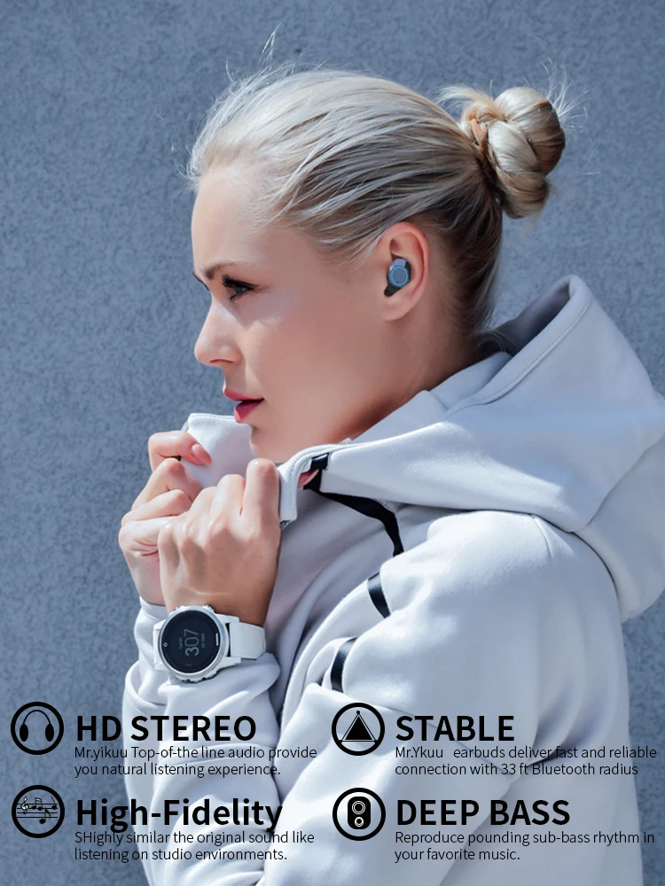 Mr. Yikuu Bluetooth 5,0 наушники с 4000 мАч power Bank зарядный чехол как глубокий басовый вкладыш настоящие беспроводные наушники для смартфона