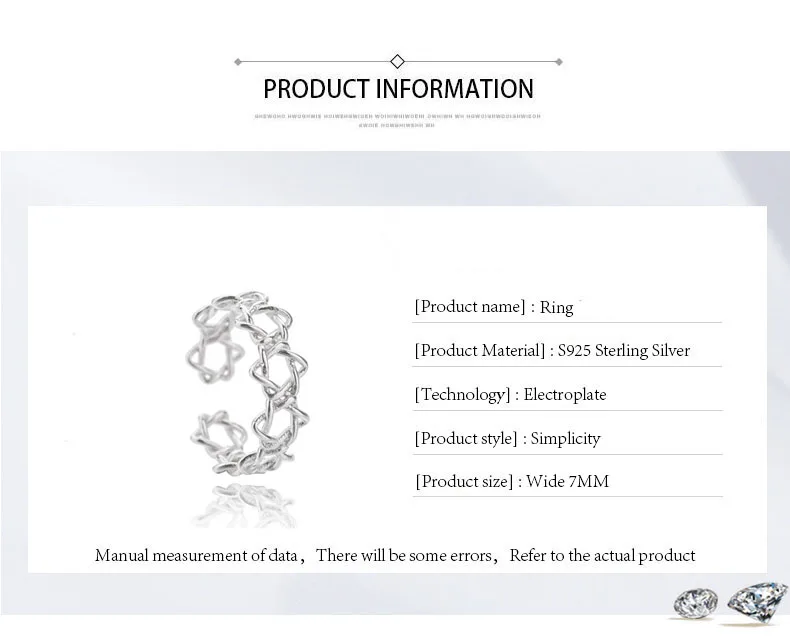 

Rings for Women Real 925 Sterling Silver Weave Hexagram Women Ring Handmade Opening Party Entertainment Ring Jewelry Accessories