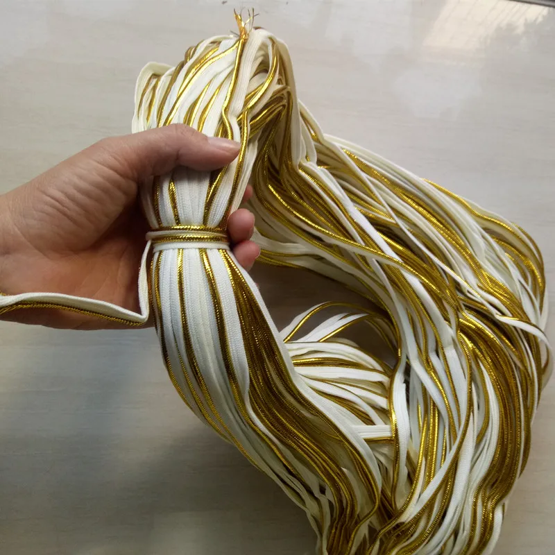 Лента смещенная золотистого цвета с шнуром размер 10 мм x 100 ярдов аксессуары для