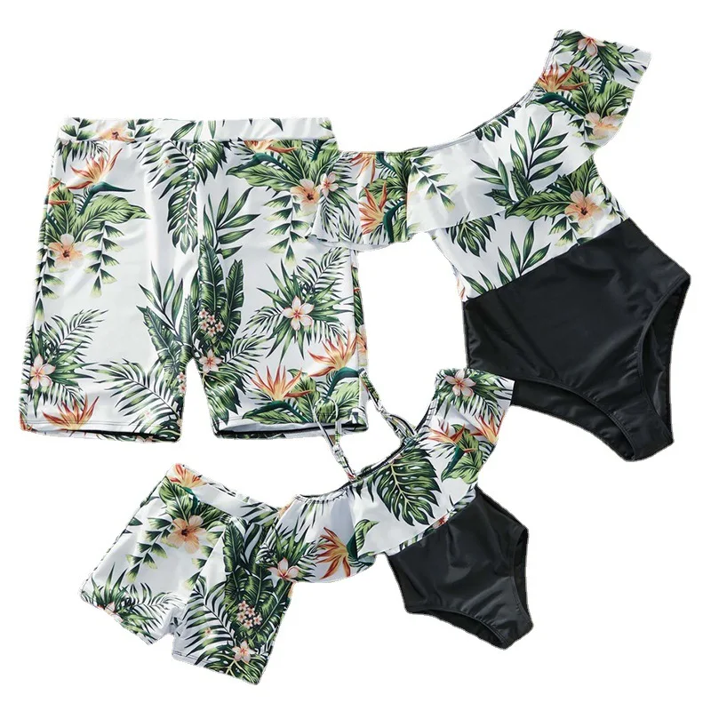 

Family Swimming Matching Outfits Summer Print Swimwear Surfwear Father Son Mother and Daughter Same Sets for Whole Family Look