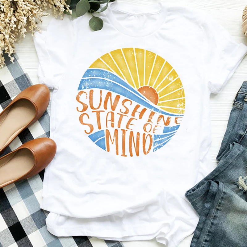 Для женщин и девушек в волнистую полоску Океан Мода 90s трендовым принтом Футболка