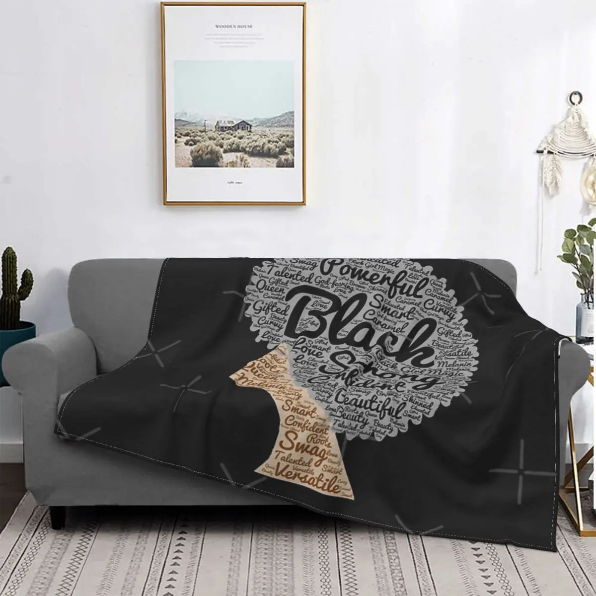 

Black Woman Natural Hair Words Blanket Bedspread Bed Plaid Sofa Anime Plaid Towel Blanket Winter Bed Covers