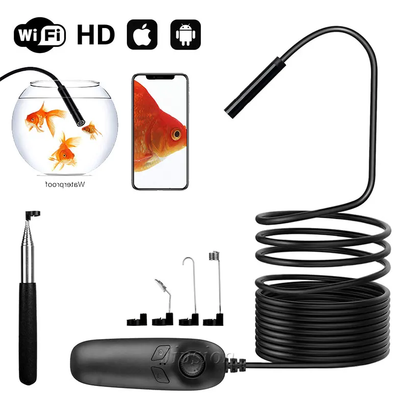 WiFi эндоскоп мини камера для осмотра USB Гибкий 6 шт. светодиодный Micro Cam видеокамера Camara Espia телескопический стержень ушной отоскоп