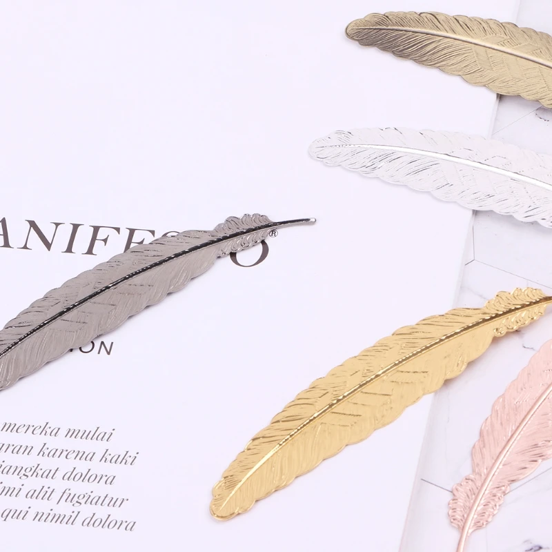 A5KA Creative Retro Feather Shaped Metal Bookmark Page Marker For Books Office School | Канцтовары для офиса и дома