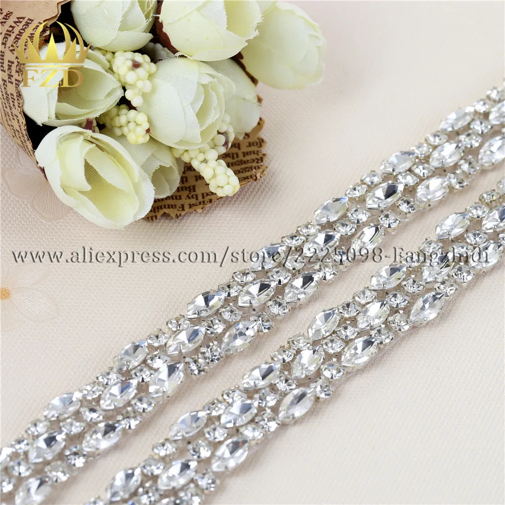 (1 ярд) Горячая фиксация ручная пришивка Серебряного Бисера Хрустальная