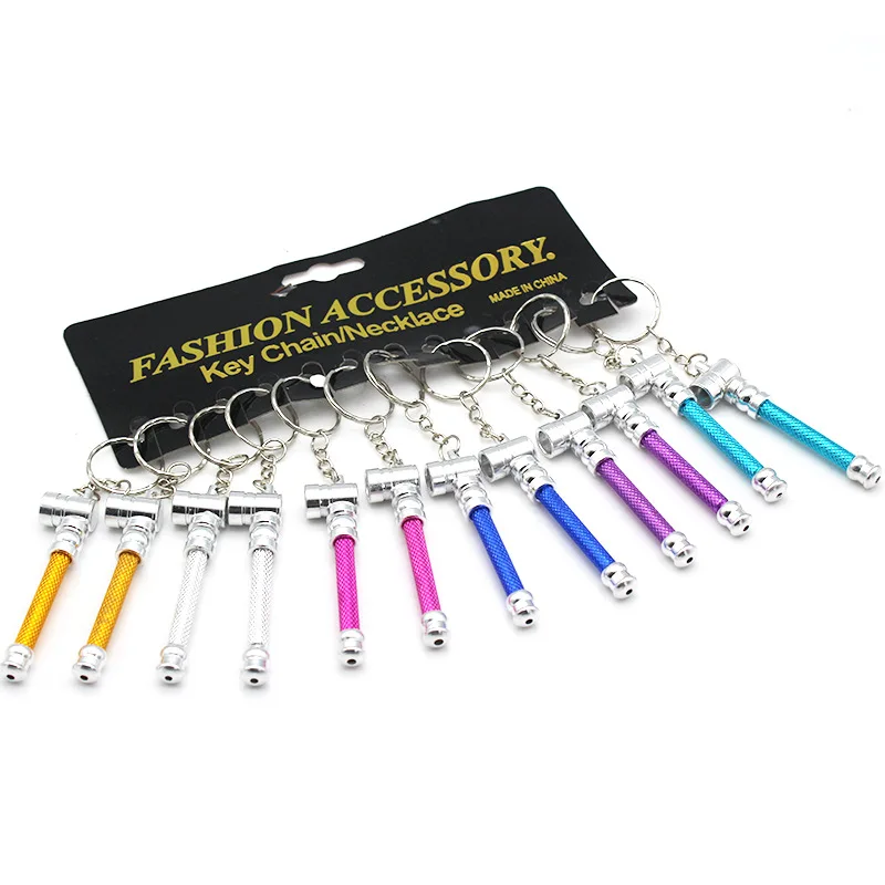 

Mini Pipe Metal Aluminum Pipe Metal Pipe Small Portable Tobacco Smoke Smoking Water Pipe Key Chain Necklace