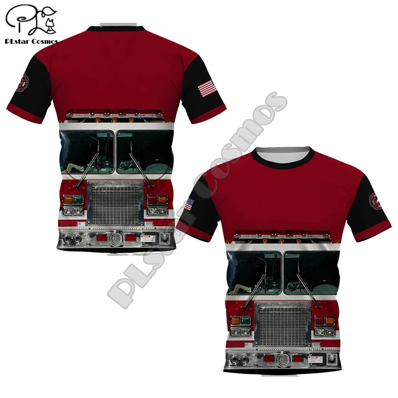 

Men women Unisex firefighter Bus Car Printed 3D t shirt Summer New harajuku firemen cosplay tshirts tees casual short sleeve top