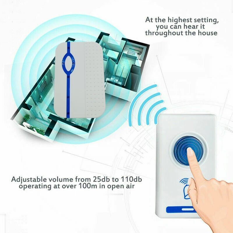 Беспроводной дверной звонок пульт дистанционного управления светодиодный