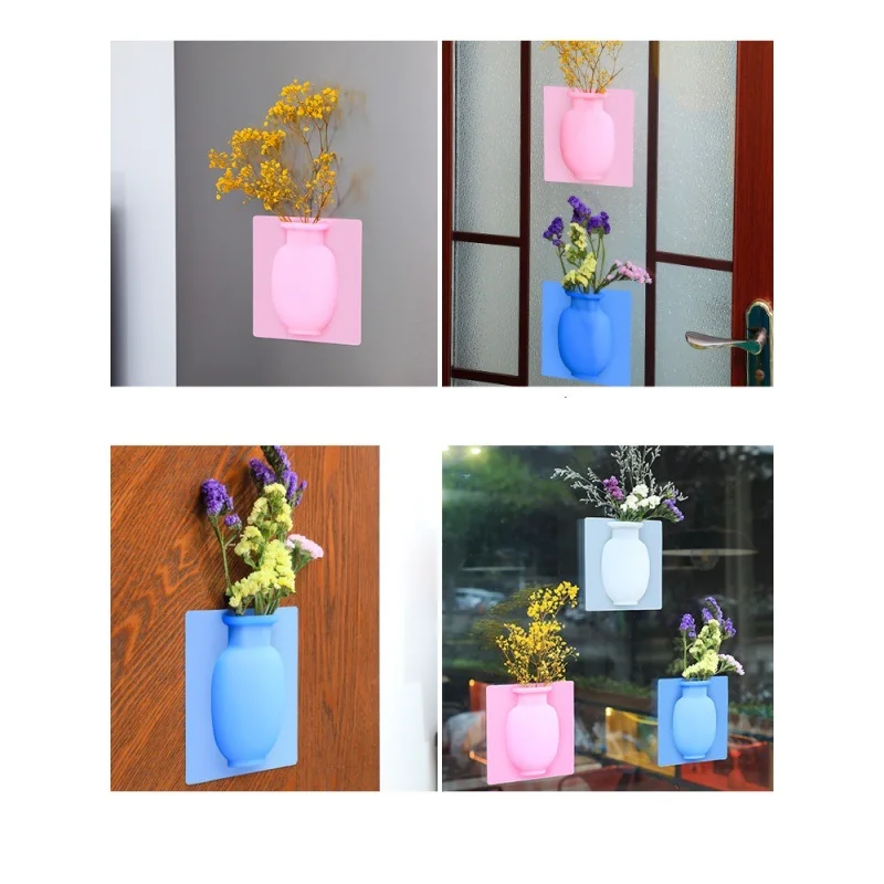 Силиконовый липкий ваза легко съемные стенки и холодильник волшебный цветок