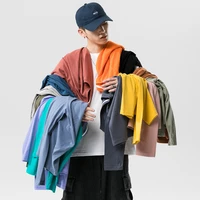 2021 autumn new casual solid color tshirt mens women o collared t shirts 100 combed cotton long sleeve t shirt men tops tees