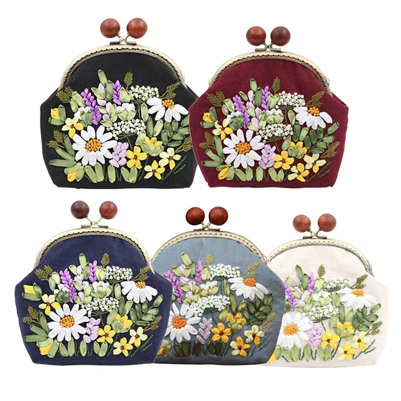 Набор для вышивки сделай сам с поцелуями сумка рукоделия лента цветочный узор